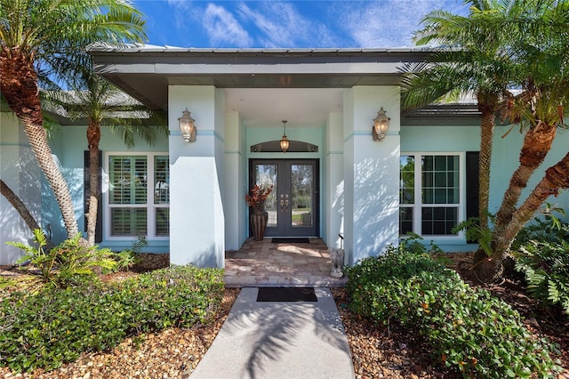 doorway to property featuring french doors