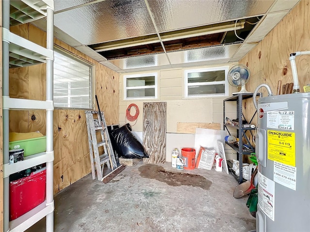 storage room with electric water heater