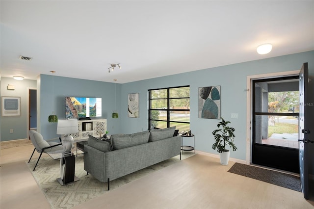 living room featuring light wood-type flooring