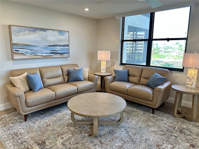 5760 Midnight Pass Rd Unit 307D, Sarasota, FL 34242 - living room featuring wood finished floors and recessed lighting