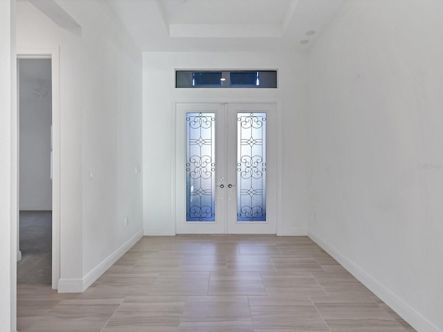 5058 Surfside Cir, Lakewood Ranch, FL 34211 - foyer entrance with french doors and a raised ceiling