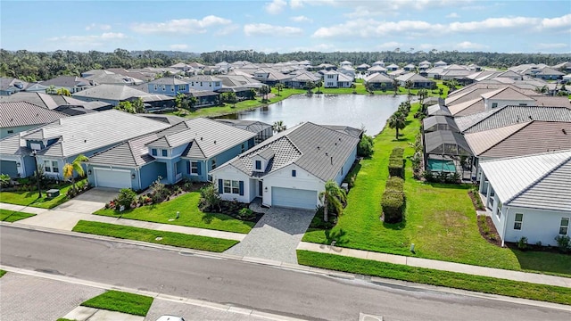 bird's eye view featuring a water view