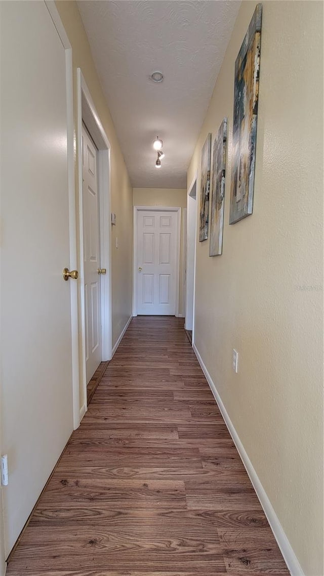 corridor featuring wood-type flooring