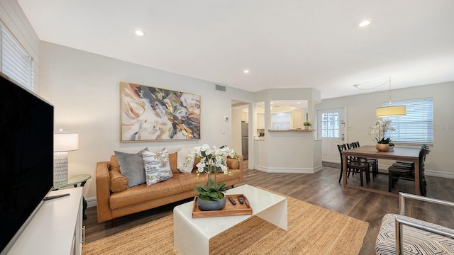 living room featuring hardwood / wood-style flooring