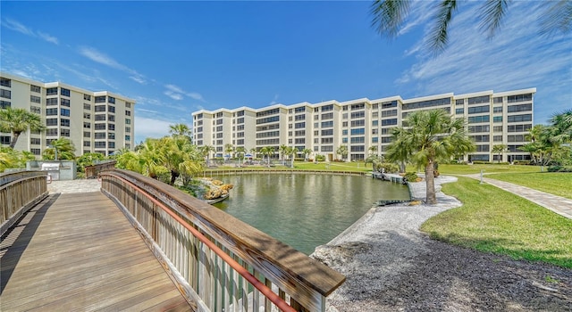 exterior space featuring a water view