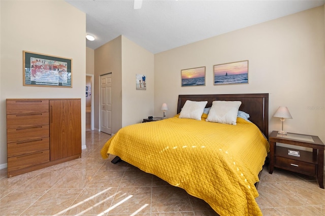 bedroom with a closet and ceiling fan