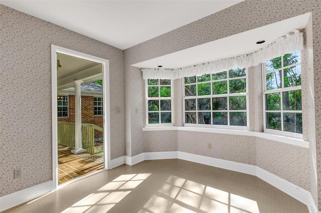 view of unfurnished sunroom