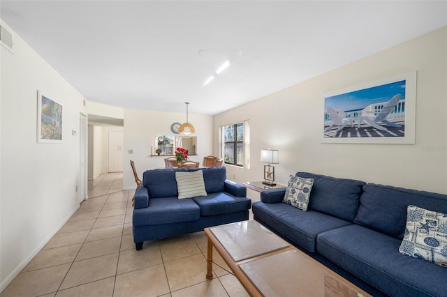 view of tiled living room