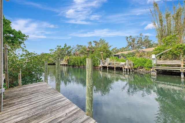 view of dock featuring a water view