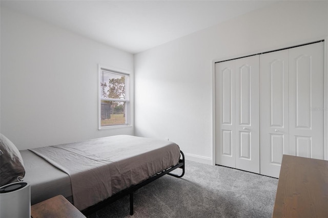 bedroom featuring carpet floors and a closet