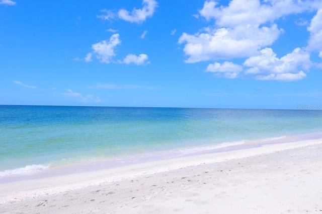 property view of water featuring a beach view