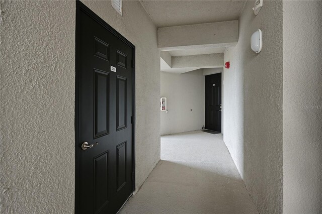 hallway featuring carpet