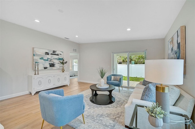 living room featuring light hardwood / wood-style floors