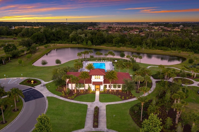 13627 American Prairie Pl, Lakewood Ranch, FL 34211 - aerial view at dusk of a water view