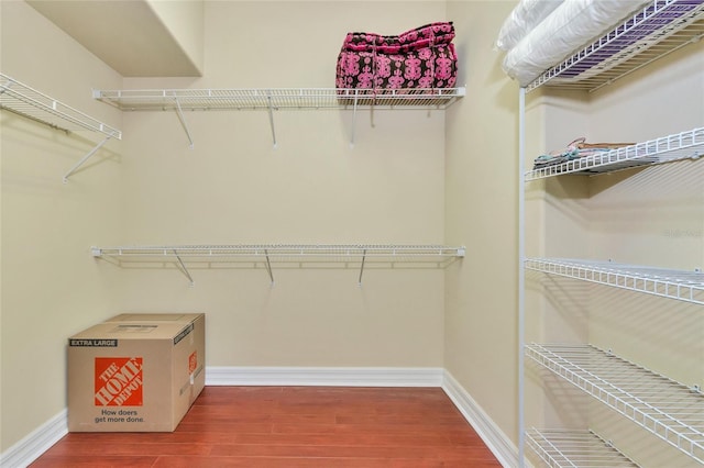 walk in closet featuring wood-type flooring