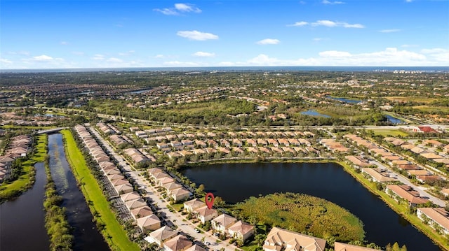 bird's eye view featuring a water view