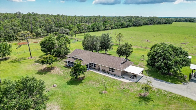 drone / aerial view featuring a rural view