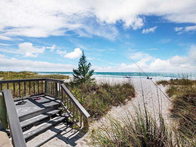 property view of water featuring a view of the beach