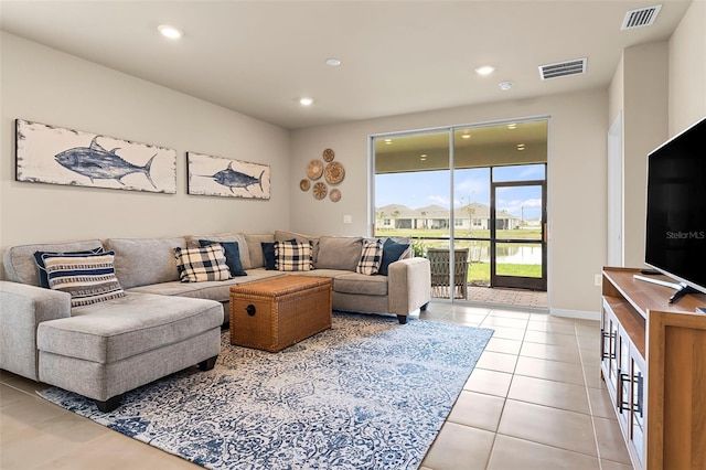 view of tiled living room