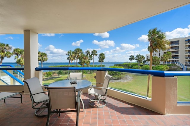 balcony with a water view