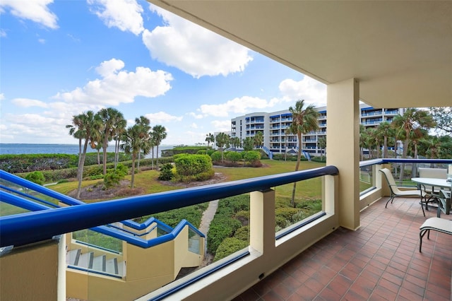 balcony with a water view