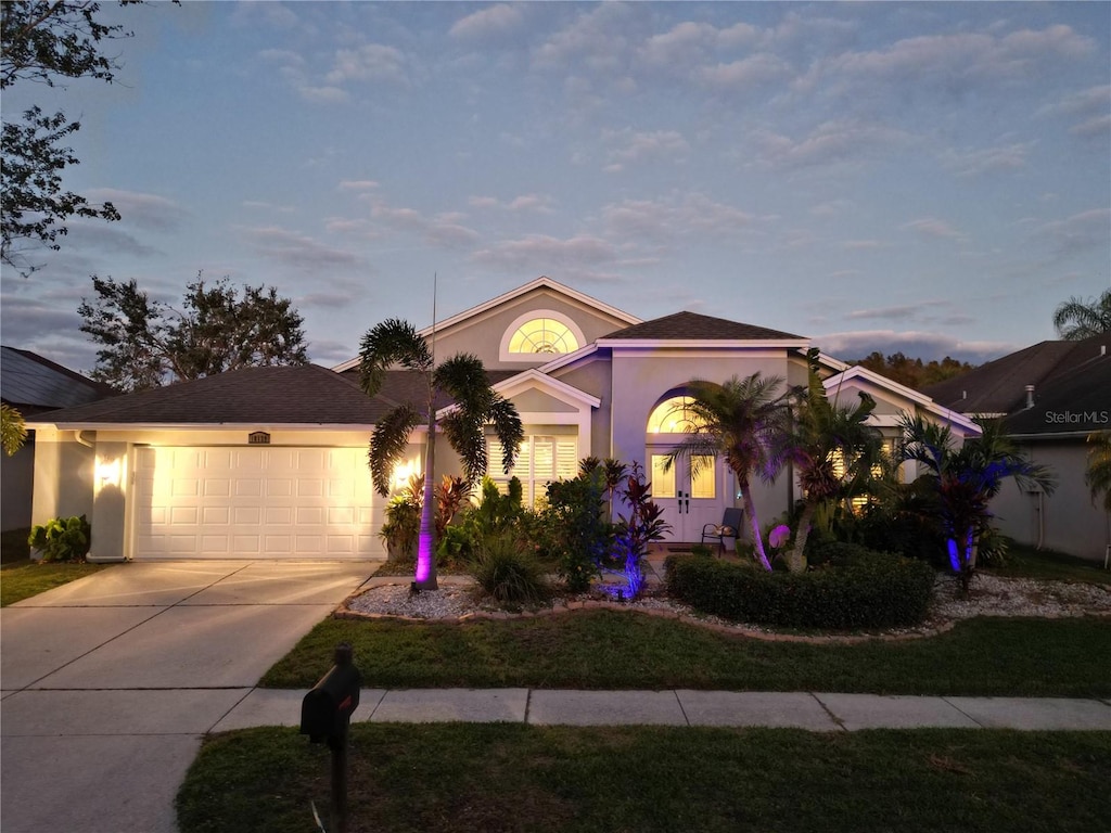 view of front of house with a garage