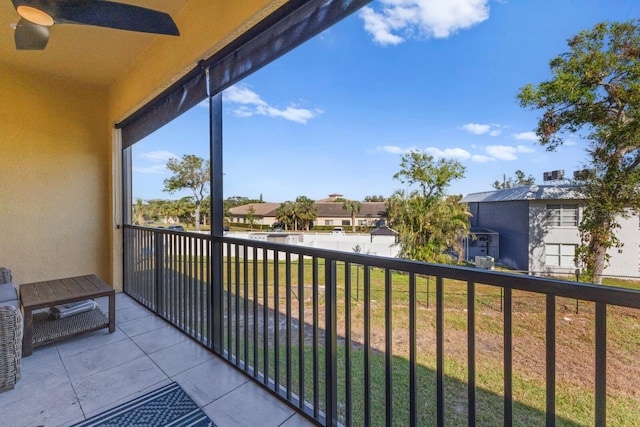 balcony with ceiling fan