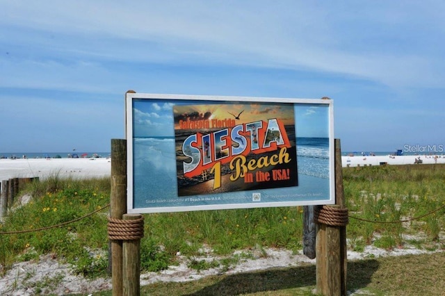 exterior details with a view of the beach