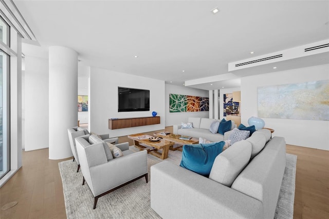 living room featuring light hardwood / wood-style floors