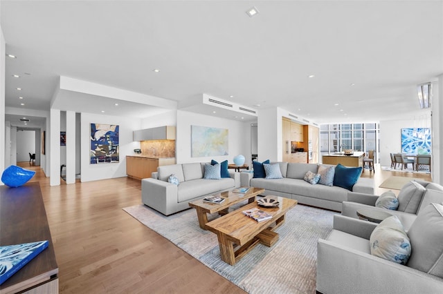 living room featuring light hardwood / wood-style flooring