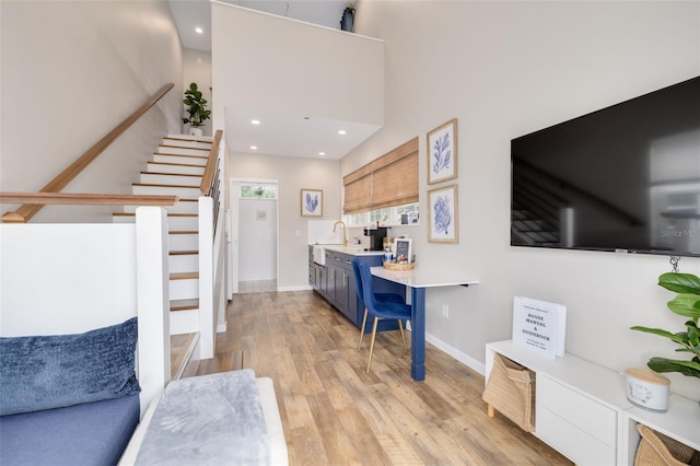 living room featuring light wood-type flooring