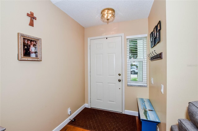 entryway featuring baseboards and a textured ceiling