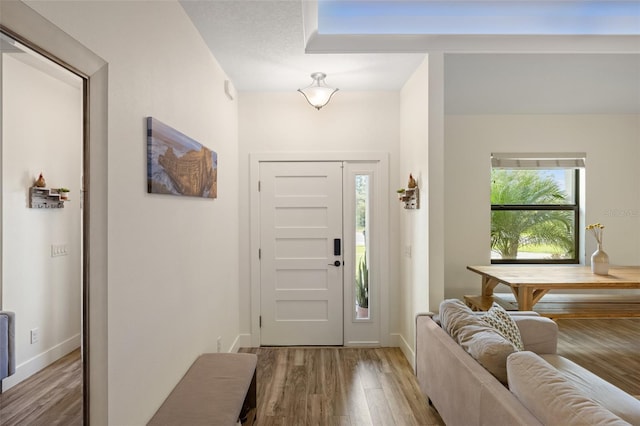 foyer entrance featuring light hardwood / wood-style floors