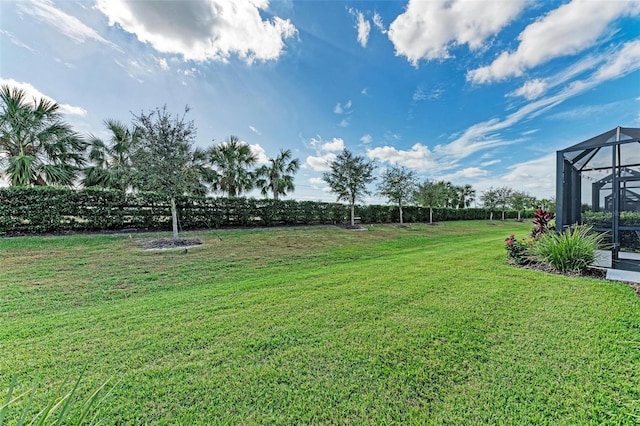 view of yard with a lanai