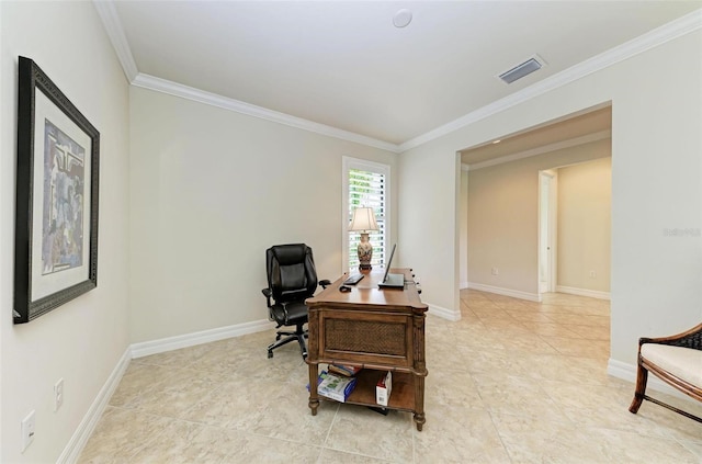 office with ornamental molding