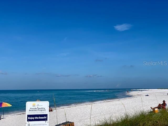 property view of water featuring a view of the beach