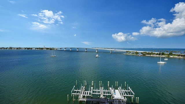 property view of water with a boat dock