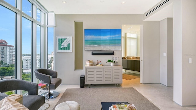 view of tiled living room