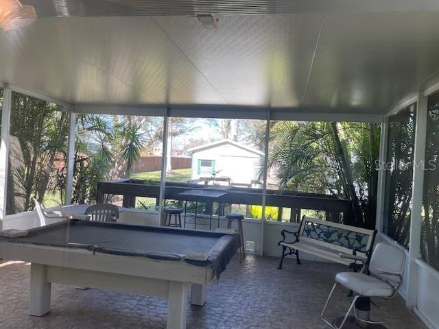 sunroom featuring pool table