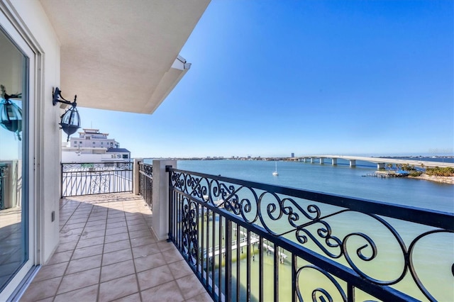 balcony with a water view