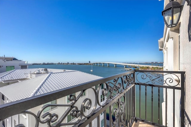 balcony with a water view