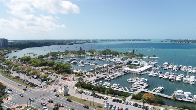 bird's eye view featuring a water view