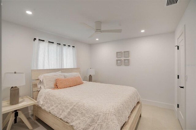 1899 Buccaneer Cir, Sarasota, FL 34231 - bedroom with recessed lighting, ceiling fan, and light carpet
