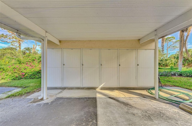 view of garage