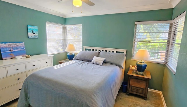 bedroom featuring ceiling fan