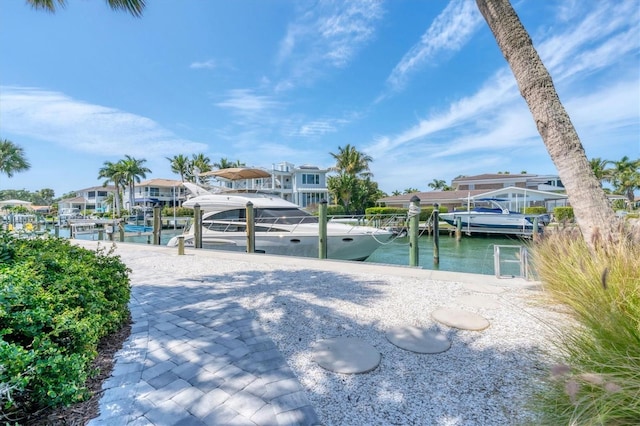 view of dock featuring a water view