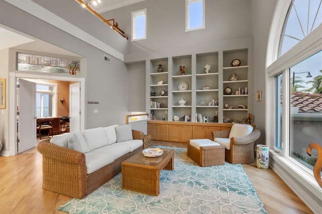 sitting room featuring light hardwood / wood-style flooring and a healthy amount of sunlight