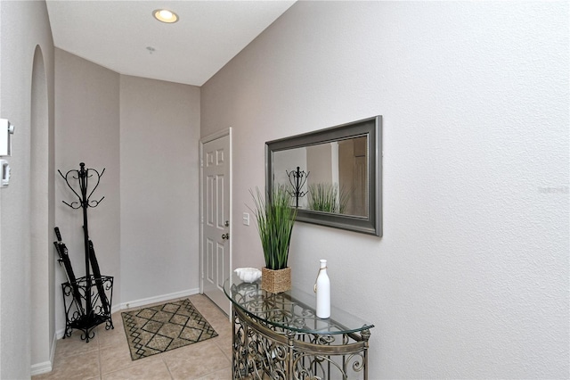 foyer with light tile patterned flooring