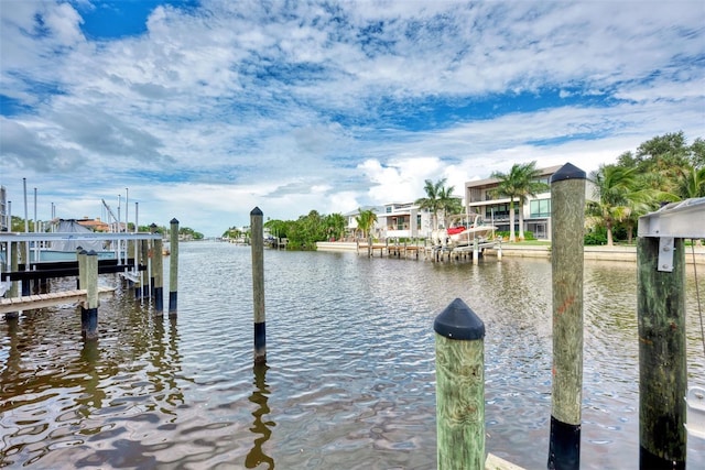 view of dock featuring a water view