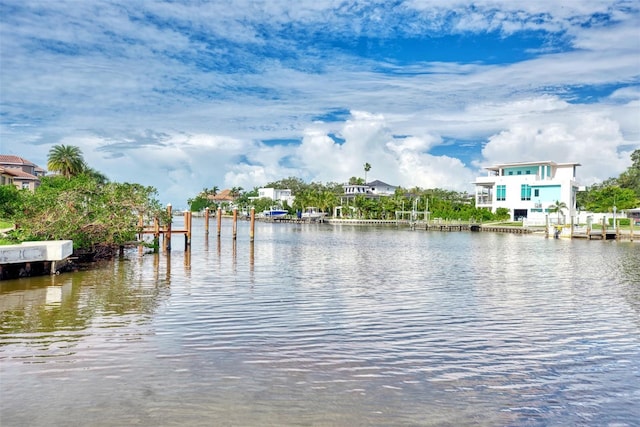 property view of water with a boat dock